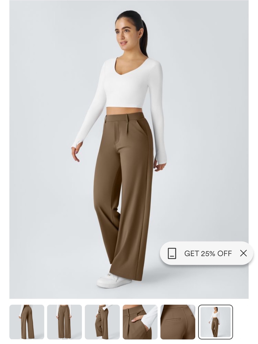 HALARA Wide-Leg High-Rise Pants in Brown